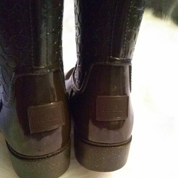 COACH brown RAINBOOTS 10B - Picture 4 of 7